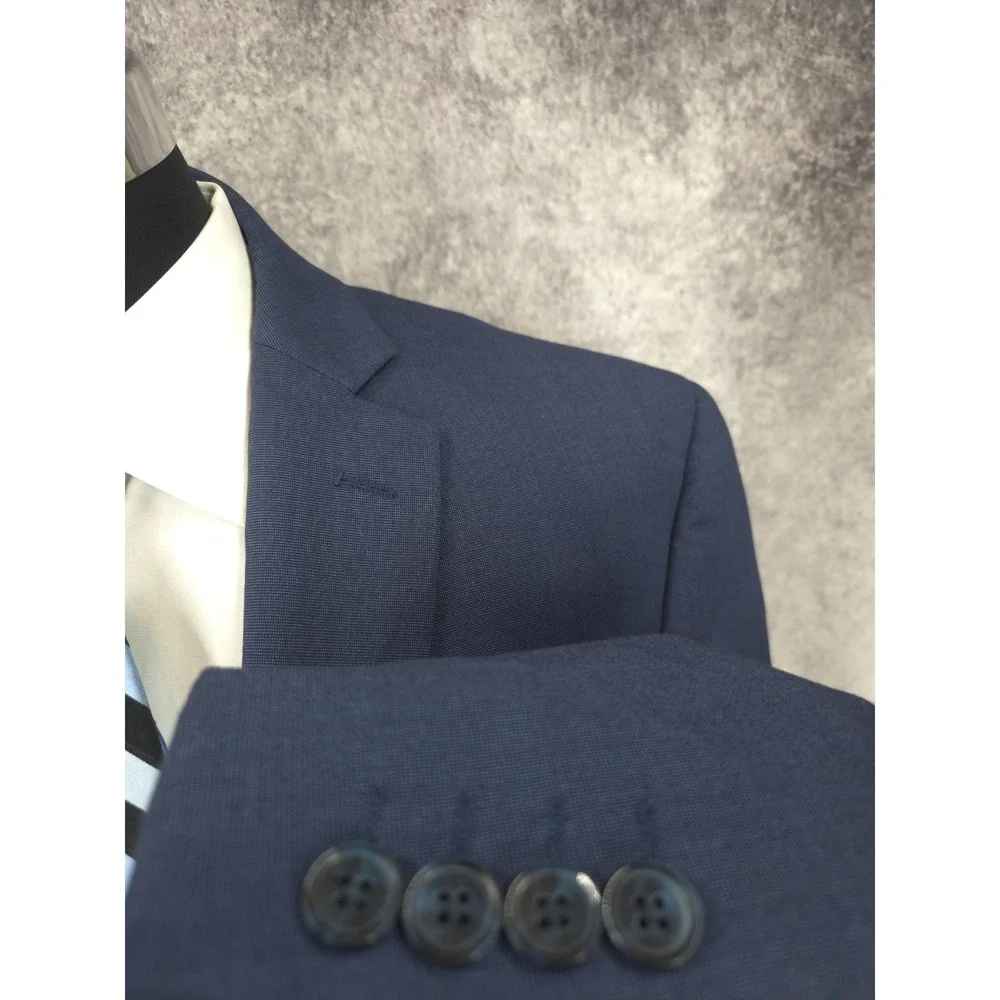 Alfani Blazer Jacket Mens‎ 46L Blue Sports Coat Slim Fit 2 Buttons Rayon Blend